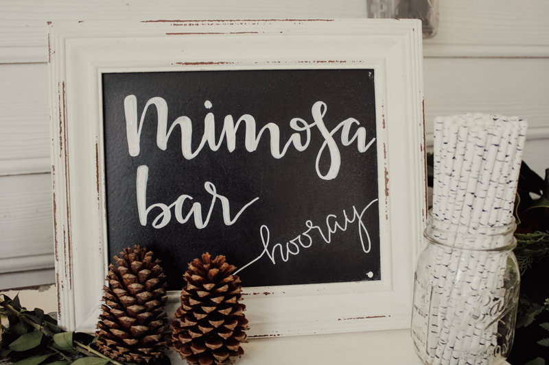 winter themed mimosa bar