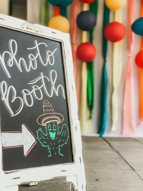 Fiesta themed photo booth chalkboard sign