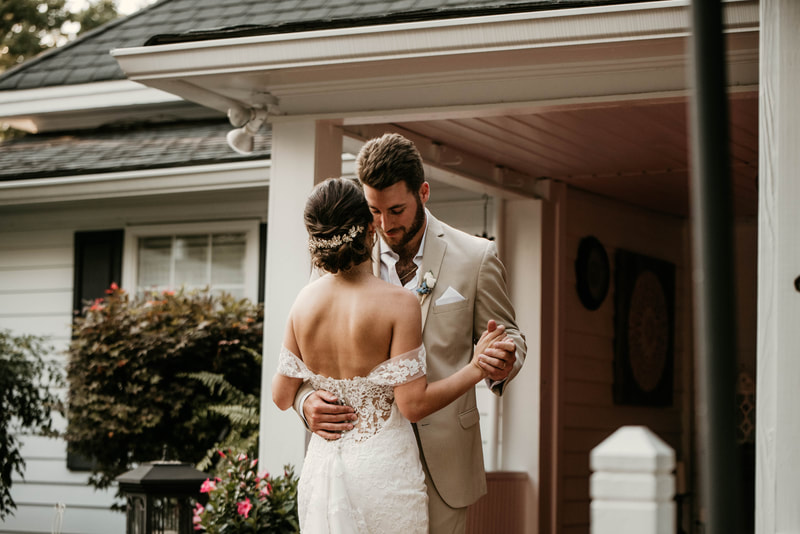 first dance on Four Oaks' red porch