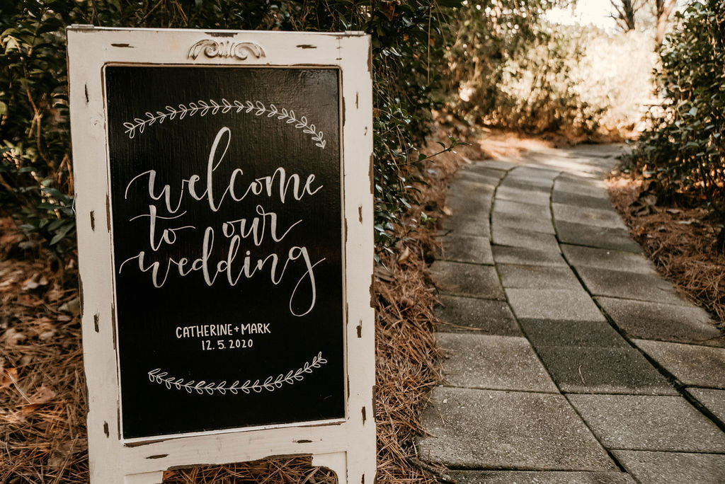 'welcome to our wedding' chalkboard sign